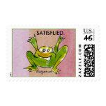Satisflied Cartoon Frog -3 Postage stamps