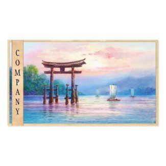 Satta Miyajima Torii and Sailboats japanese art Business Card Template