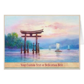 Satta Miyajima Torii and Sailboats japanese art Greeting Card