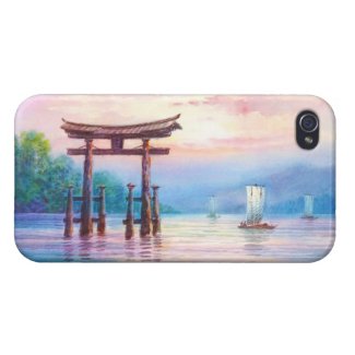 Satta Miyajima Torii and Sailboats japanese art iPhone 4 Cover