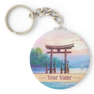 Satta Miyajima Torii and Sailboats japanese art Key Chain