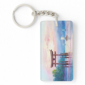 Satta Miyajima Torii and Sailboats japanese art Acrylic Key Chains