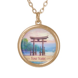 Satta Miyajima Torii and Sailboats japanese art Pendant