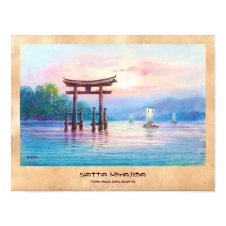 Satta Miyajima Torii and Sailboats japanese art Poster