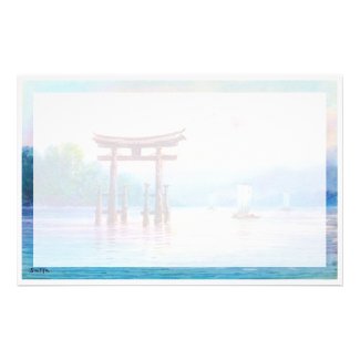 Satta Miyajima Torii and Sailboats japanese art Personalized Stationery