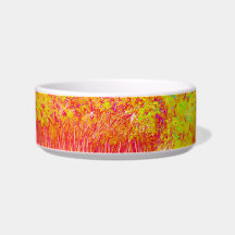 Saturated grass tree florida background pet food bowls