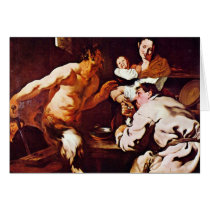 Satyr With Peasants By Liss Johann (Best Quality) Greeting Card