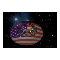 Saucer reflecting the American flag version 2 posters