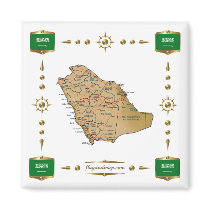 Saudi Arabia Map + Flags Magnet
