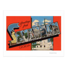 Savannah, Georgia - Large Letter Scenes 2 Post Cards