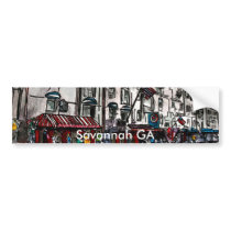Savannah Georgia River Street art drawing bumper stickers