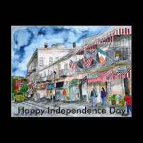 savannah_river_street_painting, Happy Independe... postcards by dereklovessheila savannah_river_street_painting, Happy Independe... postcards