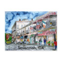 SAVANNAH river street painting post card, GA postcards