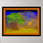 Savannah Tree Sunset Poster