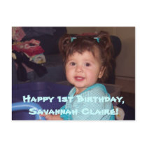 Savannah's 1st B-day postcard invites