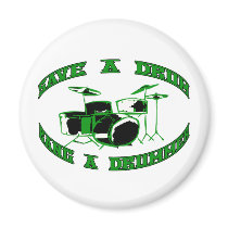 Save a Drum - Bang a Drummer in green magnets by GrungeFactory Save a Drum - Bang a Drummer in green magnets