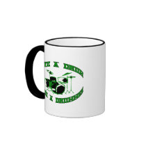 Save a Drum - Bang a Drummer in green mugs by GrungeFactory Save a Drum - Bang a Drummer in green mugs