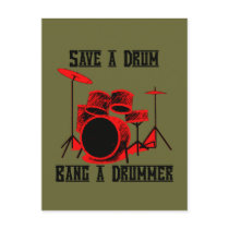 Save A Drum - Bang A Drummer Postcards