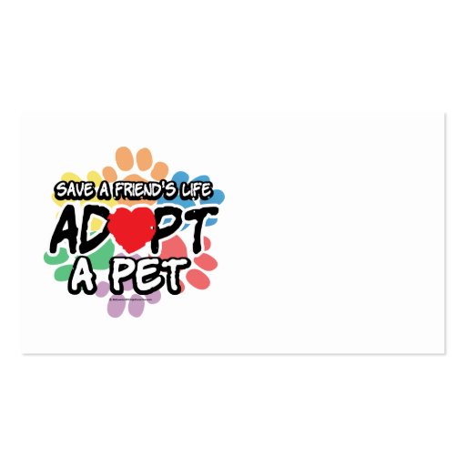 Save A Friend Adopt A Pet Business Card Templates (front side)