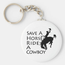 Save A Horse Ride A Cowboy Keychain