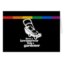 SAVE A LAWNMOWER. RIDE A GARDNER GREETING CARDS