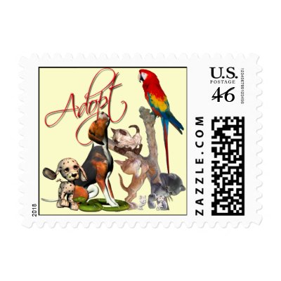 Save A Life, Adopt a Pet Stamp by beverlytazangel