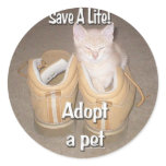 Save A Life Adopt A Pet Round Sticker