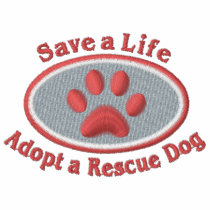 Save A Life, Adopt A Rescue Dog (pink) embroidered shirts by PugsNPals Save A Life, Adopt A Rescue Dog (pink) embroidered shirts