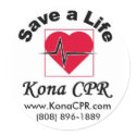 Save a life KonaCPR, www.KonaCPR.com, (808) 896... stickers by KaraOsada Save a life KonaCPR, www.KonaCPR.com, (808) 896... stickers