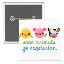 Save Animals Go Vegetarian Buttons