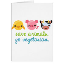 Save Animals Go Vegetarian Greeting Cards