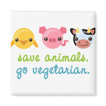 Save Animals Go Vegetarian Fridge Magnet