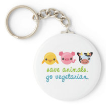 Save Animals Go Vegetarian Key Chain