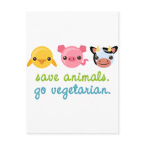 Save Animals Go Vegetarian Post Card