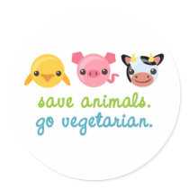 Save Animals Go Vegetarian Stickers
