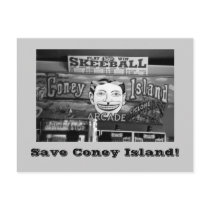 Save Coney Island! postcard (B&W) by lizadeyphoto Save Coney Island! postcard (B&W)