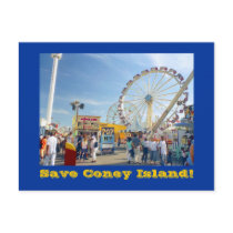 Save Coney Island! postcard (blue) by lizadeyphoto Save Coney Island! postcard (blue)