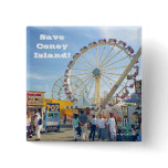 Save Coney Island! Square Button (Blue)