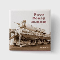 Save Coney Island! Square Button (Sepia)