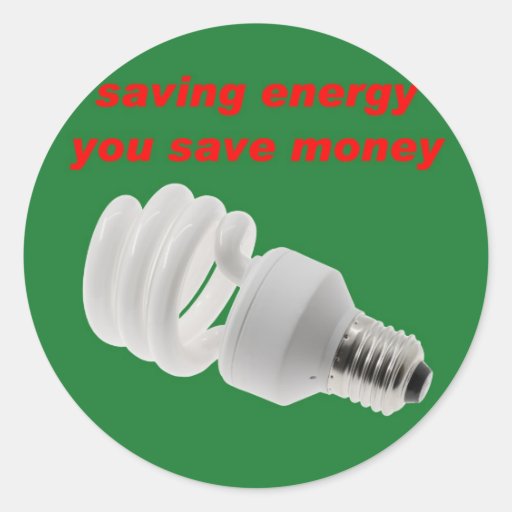 Save energy classic round sticker Zazzle