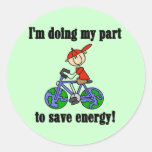 Save Energy Environmental Tshirts and Gifts Round Sticker