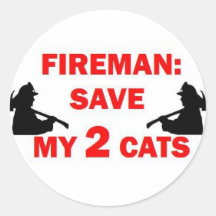 Save My 2 Cats Fireman Stickers