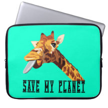 Save My Planet Giraffe Laptop Computer Sleeves