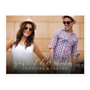 SAVE OUR DATE | SAVE THE DATE GOLDEN ANNOUNCEMENT POSTCARD