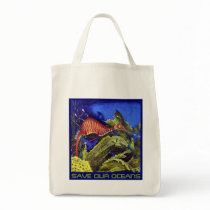 SAVE OUR OCEANS Grocery Bag by MaryPalmerArtist SAVE OUR OCEANS Grocery Bag
