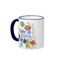 Save Our Oceans Nautical Coral Reef Coffee Cup mugs by ecogreenbags Save Our Oceans Nautical Coral Reef Coffee Cup mugs