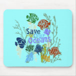 Save Our Oceans Nautical Fish Mousepad
