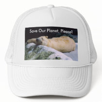 Save Our Planet Polar Bear cap hats by nwillens Save Our Planet Polar Bear cap hats