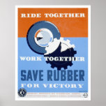 Save Rubber Commute 1943 WPA Posters