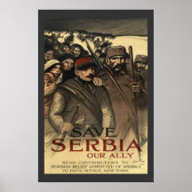 Save Serbia World War One Vintage Print